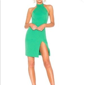 REVOLVE Halter Green Dress with Slit Size XS